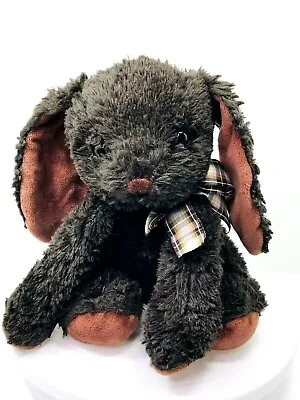 Homerbest Dark Brown Bunny Rabbit 8  Plush Silky Ears Paws Brown Plaid Ribbon  • $9.88