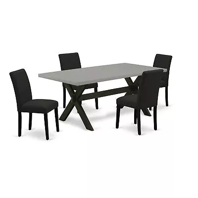 Ergode 5-Piece Dinette Set - Rectangular Table & 4 Mid-Century Chairs - Black... • $989.70