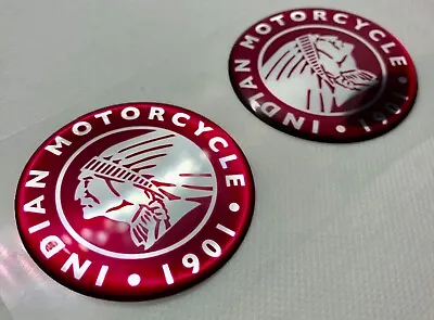 A Set Of Indian Motorcycle  Head Logo Badge 3D Domed Stickers. 60 Mm • $25.54