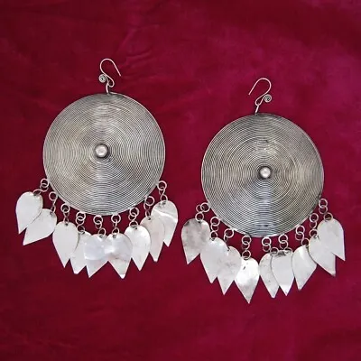 Personality Retro Exaggerate Big Chinese Pure Handmade Miao Silver Earring 1pair • $45