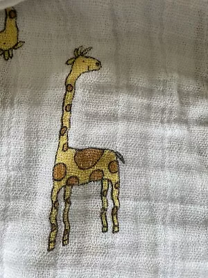 Aden + Anais White/Yellow Giraffes Oversized Muslin Swaddle 42” Square • $11