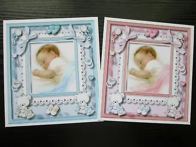 2 X SLEEPING BABY BOY& BABY GIRL Hand Made  Card Making Toppers • £1.30