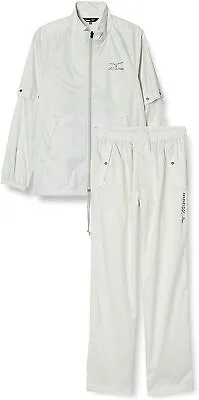 MIZUNO JAPAN Golf Stratch Rain Wear Jacket Pants Set White Gray Size XL 52MG6A01 • $78.86