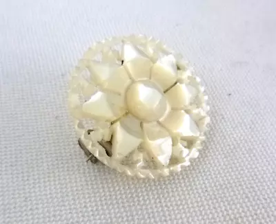 Vintage Artisan Mother Of Pearl Pin/Brooch Flower Design 1 Inch • $6.99