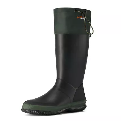 HISEA Men Tall Rubber Rain Boots Steel Shank Adjustable Height Outdoor Work Boot • $55.99