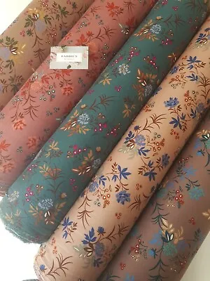 Floral Warm Marina Blend Fabric 2pc Unstitched Asian Suit Salwar Kameez 5 Colour • £14.95