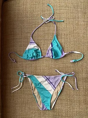 NEW   LA PERLA Oceano String Tie Bikini / Small Medium 2000s 1990s Pucci Print • $190