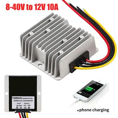 8-40V To 12V 10A DC Voltage Stabilizer Car Power Supply Regulator Waterproof Kit • £19.75