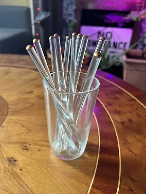 Vintage Lot Of 10 Glass Cocktail Stirrers Swizzle Sticks With Glass Gold • $19.95