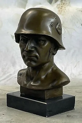 Original Signed Fisher German Soldier Bronze Sculpture Marble Figure Sale Decor • $99.50