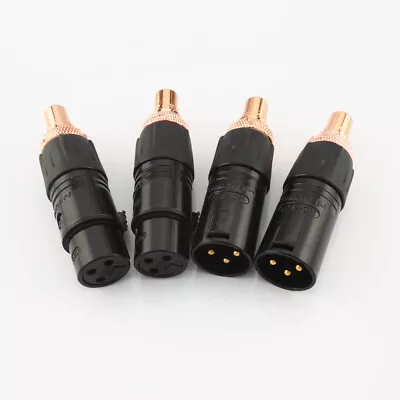 Red Copper Plated RCA Connector HIFI Audio Cable Adapter XLR To RCA Female • £11.99