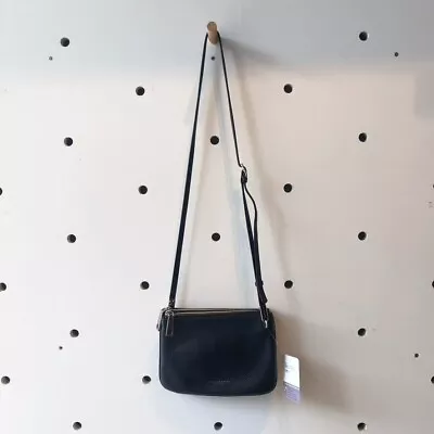 Marc Jacobs Black Leather Double Zip Crossbody Pike Place Percy Bag 0408TK • $50