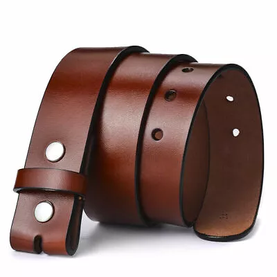 38mm Mens Solid Strap Genuine Leather Belt Replace Without Pin Buckle Snaps • £9.59