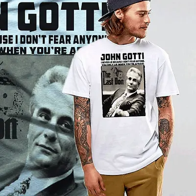 Gangster T-shirt John Gotti Hitman Mob Street Hustle Mobster Mafia White Tee • $19.99