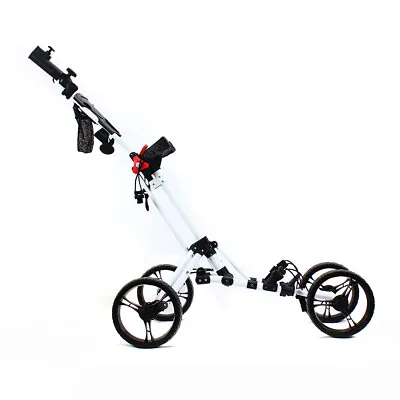 Portable Foldable 4 Wheel Golf Push Cart Lightweight Push Pull Golf Cart Trolley • $98.70