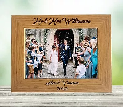 Personalised Engraved Mr And Mrs Wedding Photo Frame For 7x5 Picture - Wedding D • £12.97