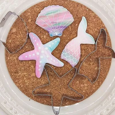 Mermaid Cookie CuttersMermaid Tail Starfish Seashell-Stainless Steel Holid... • $14.76