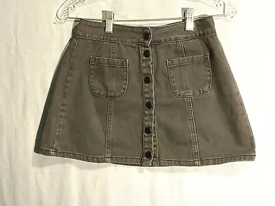 Brandy Melville Mini Skirt Women 26 Button Front Gray Casual Denim  • $9.38