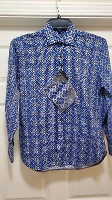 Visconti Black Men's Long-Sleeve Woven Shirt Blue Size Small $125 NWT NEW • $17.99