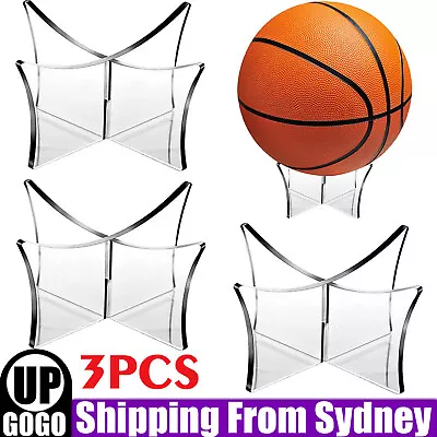 3PCS Clear Acrylic Ball Stand Holder Display Rugby Basketball Football Soccer AU • $12.26