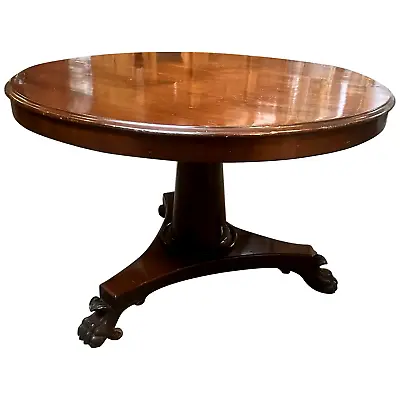 1840s Empire Veneered Mahogany Wood Sicilian Round Tilt-Top Table • $2982.56