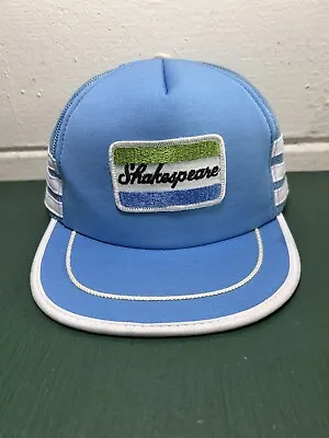 Vintage Shakespeare Fishing Trucker Snapback Patch Blue & White Hat Cap • $20