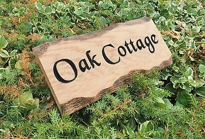 Personalised Oak House Sign Carved Custom Engraved Outdoor Wooden Name Plaque • £15.99