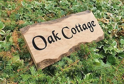 Personalised Oak House Sign Carved Custom Engraved Outdoor Wooden Name Plaque • £15.99