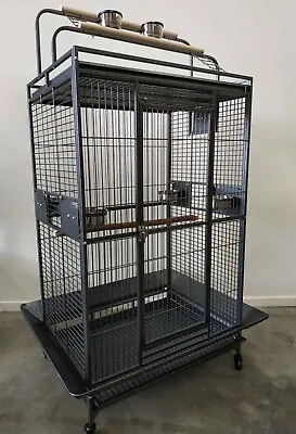Brand New Large Bird Cage Parrot Aviary Open Roof With Top Gym Stand * ED27 • $389