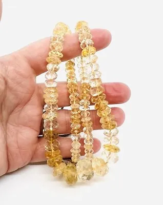Chunky Genuine Faceted CITRINE Beaded Necklace 70gm 40 Inch Vintage Jewelry • $129.99