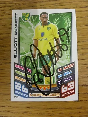 2012/2013 Autograph: Norwich City - Bennett Elliott [Hand Signed 'Topps Match A • £3.99