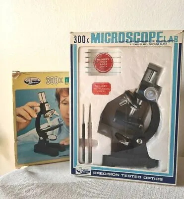 VINTAGE Creative Science 300 POWER MICROSCOPE LAB W/ Slides Original Box +Sleeve • $25.48