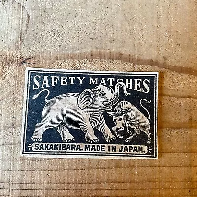 Old Matchbox Label Bull Elephant Japan Export China Antique Prewar Art A17 • $2.99