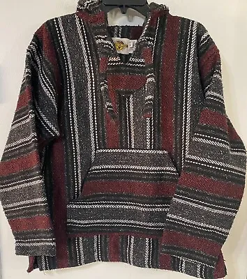 Earth Ragz Mens Baja Rug Hoodie Sweatshirt Pullover In Size Medium Mexico Made • $24.99