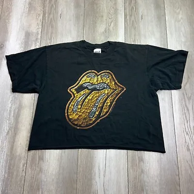 Vintage The Rolling Stones Shirt L Black Cropped Bridges To Babylon 1997 Tour * • $54.84