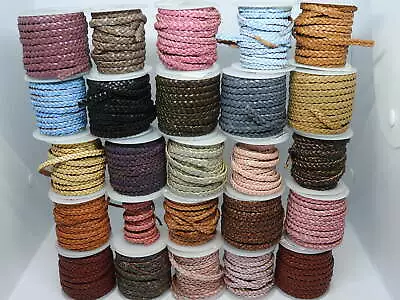 Real BRAIDED Flat Choti Leather Cord 5mm String Lace Thong For Jewellery Making • £3.51