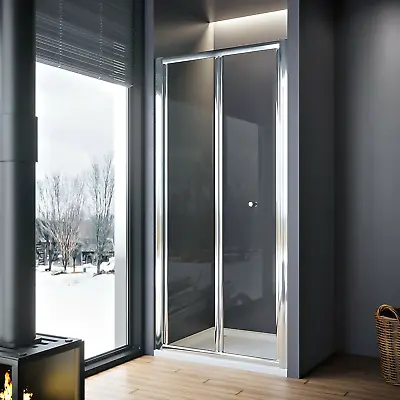 Shower Enclosure Bi Fold Door Walk In Frame Screen Tempered Glass Panel 900mm • £132.99