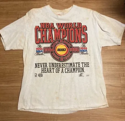 Rare VINTAGE Houston Rockets 1995 Back To Back World Champions T-Shirt • $24.95