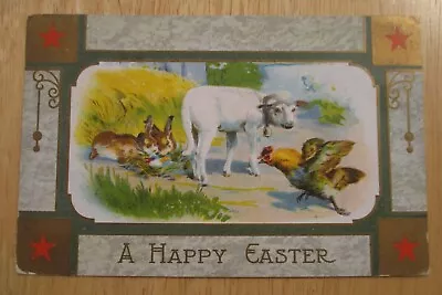 Sheep Chicken Rabbits Vintage Easter Postcard  1909 Postmark • $1.50