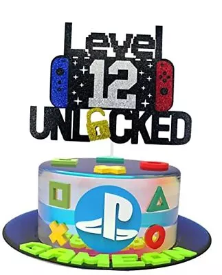 Happyth Birthday Video Game Cake Topper Level Unlocked Cake Topper For Kids 12 • £16.63