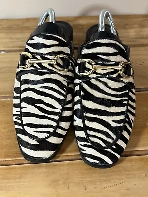 Zara Zebra Print Calf Hair Mules Size US9 EUR39 Slip On Shoes • $17.50