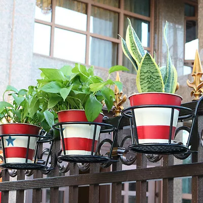 Hanging Baskets Planter Metal Iron Plant Pots Fence Flower Pot Holder Garden • £6.95