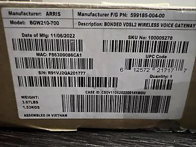 Arris Model: BGW210-700 VDSL2 Wireless Voice Gateway - Brand New • $31.99