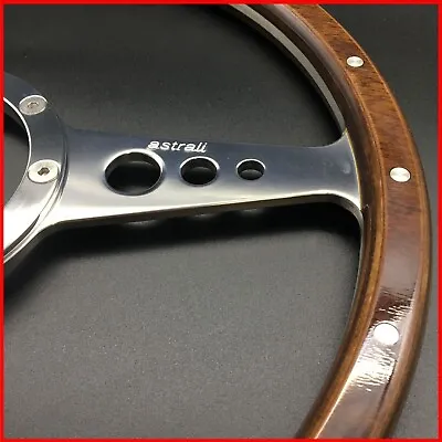 15  Inch Classic Steering Wheel Wood Rim Astrali With Holes Fits Moto Lita Boss • $124.27