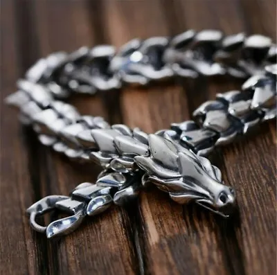 £9.68 • Buy Stainless Steel Ouroboros Uroboros Wolf Dragon Serpent Snake Tail Bracelet Gift 