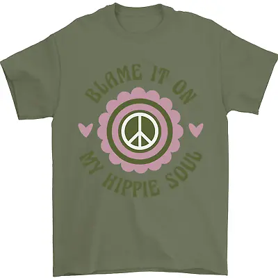 Blame It On My Hippy Soul 60s 70s Flower Power Mens T-Shirt 100% Cotton • $11.79