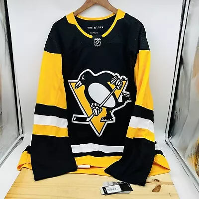 $125 • Buy NEW Sz 56 2XL Pittsburgh Penguins Adidas Authentic Home Jersey Black Yellow