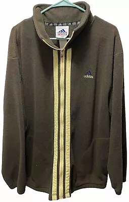 Vintage 1990s Adidas Fleece Full Zip Size XL Army Green/Brown • $15