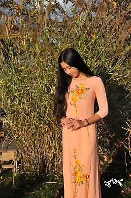 Vietnamese Embroidery Dress(ao Dai Truyen Thong Theu)- -dress Only • $25.99