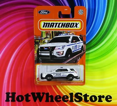 2022 Matchbox  White  2016 FORD INTERCEPTOR UTILITY NYPD  Police  #95  17-022622 • $3.25